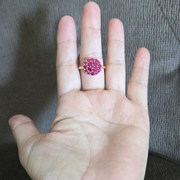 Shivam Lab🧪 Created Pink💕 Ruby Floral🌸 Cluster Ring💍 - NWT - Picture 3 of 16